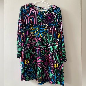 Stella McCartney Kids Black Tencel Dress with Neon Print - Size 6